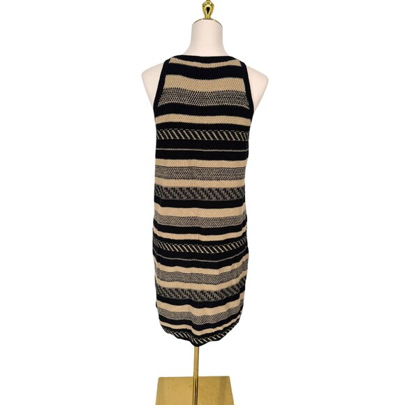 Lauren Ralph Lauren Sweater Dress LG Petite Sleeveless Striped Tan Black Label - Picture 9 of 11